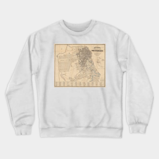 Vintage Map of San Francisco CA (1881) Crewneck Sweatshirt by Bravuramedia